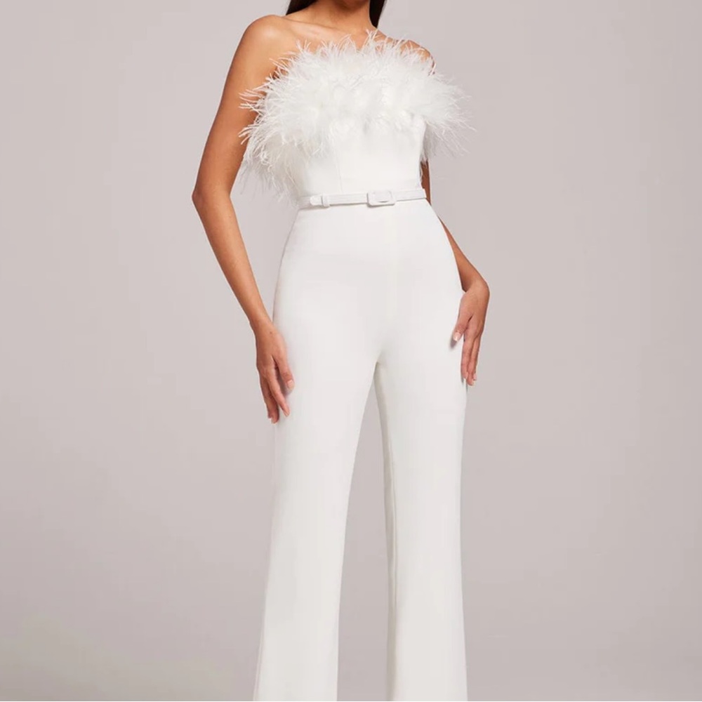 Nadine Merabi Collette Jumpsuit White NWT